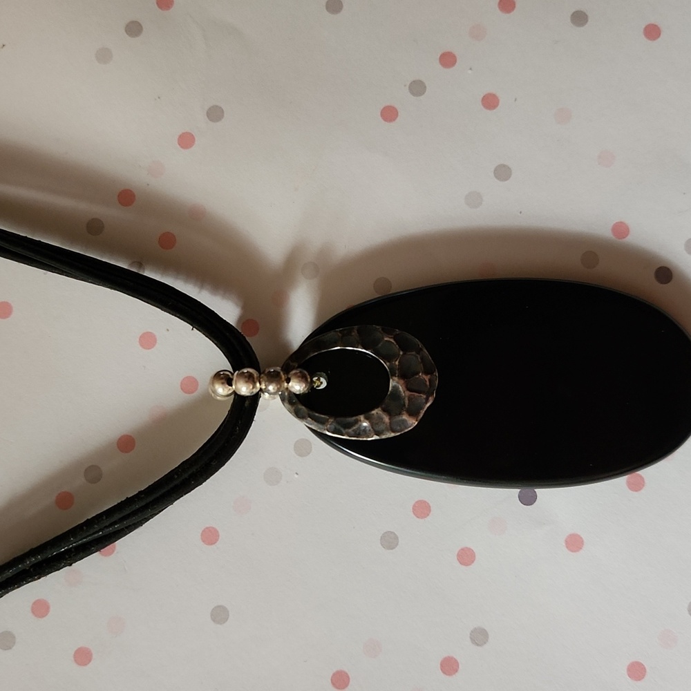 Silpada Onyx Leather Sterling Silver Accents - Picture 6 of 6